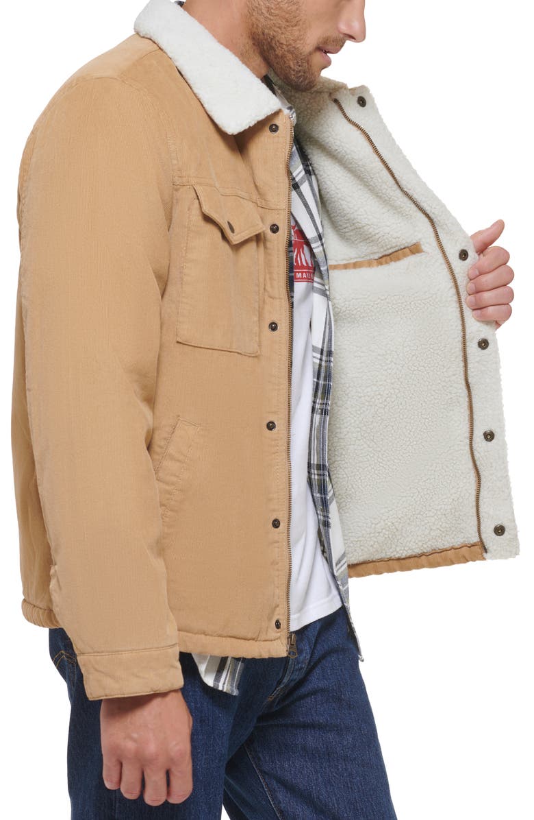 Levi's<sup>®</sup> Corduroy Faux Shearling Lined Trucker Jacket, Alternate, color, Tan