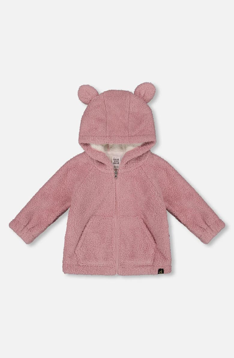 Deux par Deux Hooded Full Zip Cat Plush Jacket, Main, color,