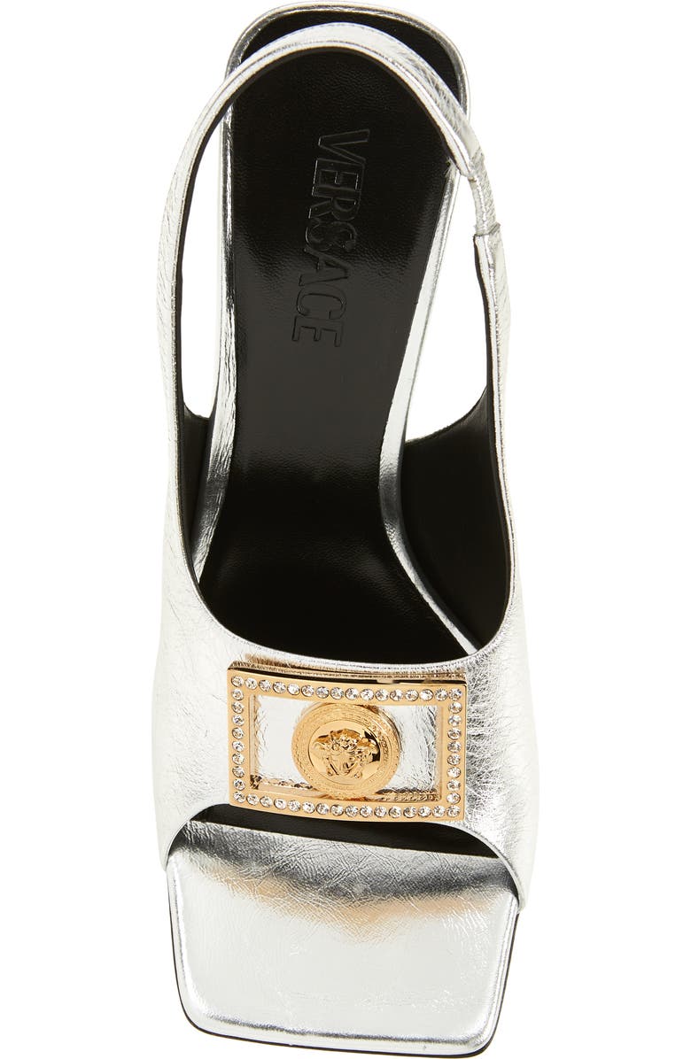 Versace Frame Medusa Slingback Sandal, Alternate, color,