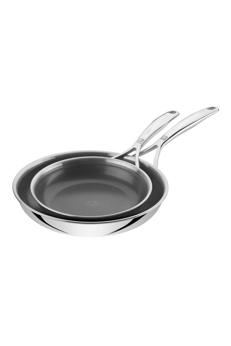 Peak Nonstick Stainless Steel Set of 2 Fry Pans, Alternate, color, STAINLESS STEEL
