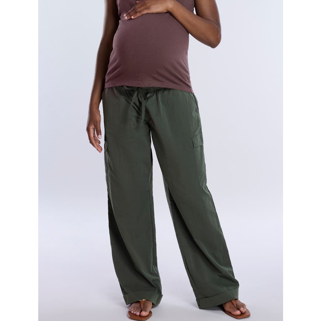Motherhood Maternity Under The Belly Utility Cargo Relaxed Fit Pant In Beluga