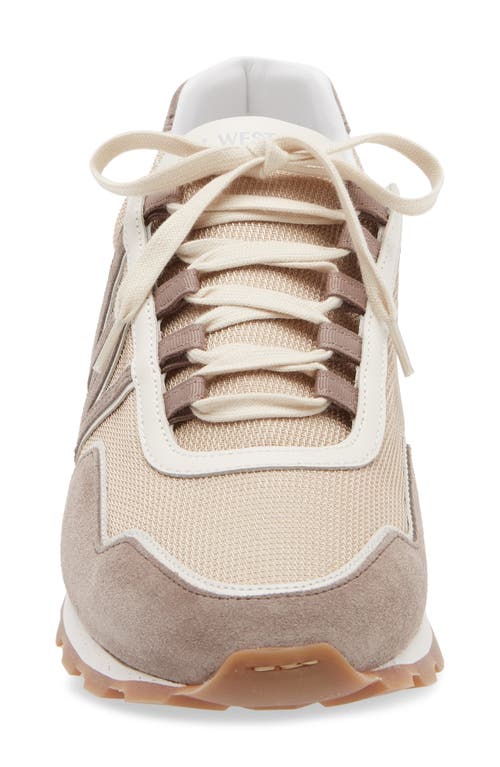 Jm Weston Animation On My Way Ghillies Knit Sneaker In Beige/white/taupe