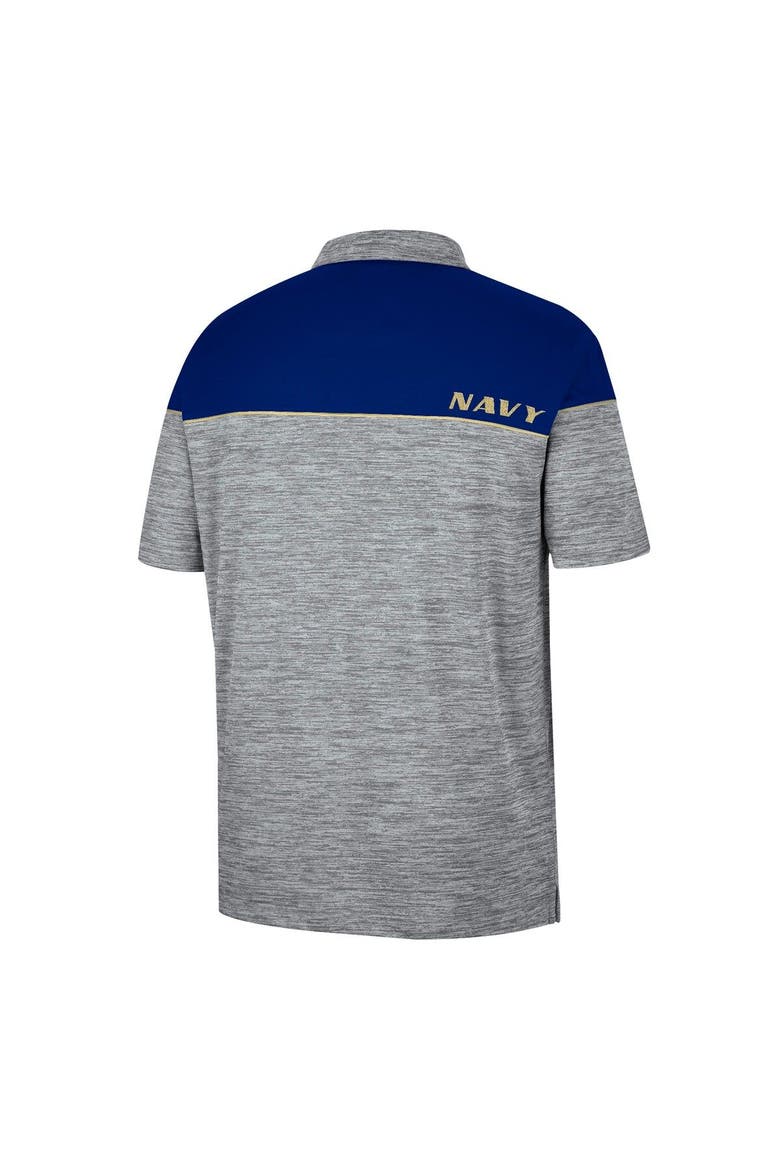 Men's Colosseum Heathered Gray/Navy Navy Midshipmen Birdie Polo, Alternate, color, Heather Gray