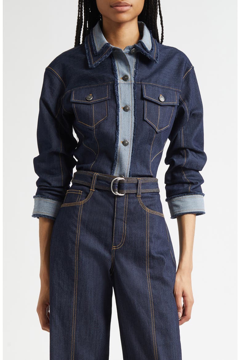Canyon Crop Denim Jacket, Main, color, INDIGO