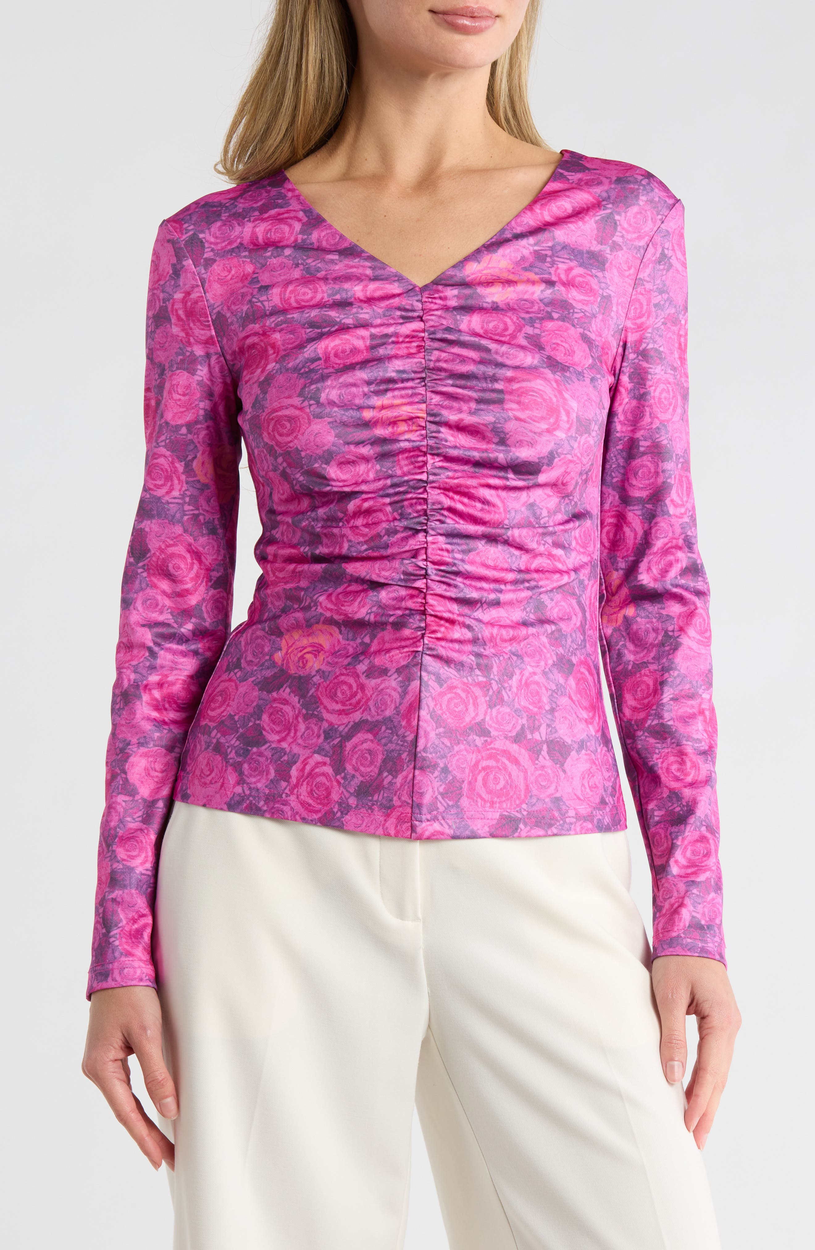 AREA STARS Ruched Jersey Top