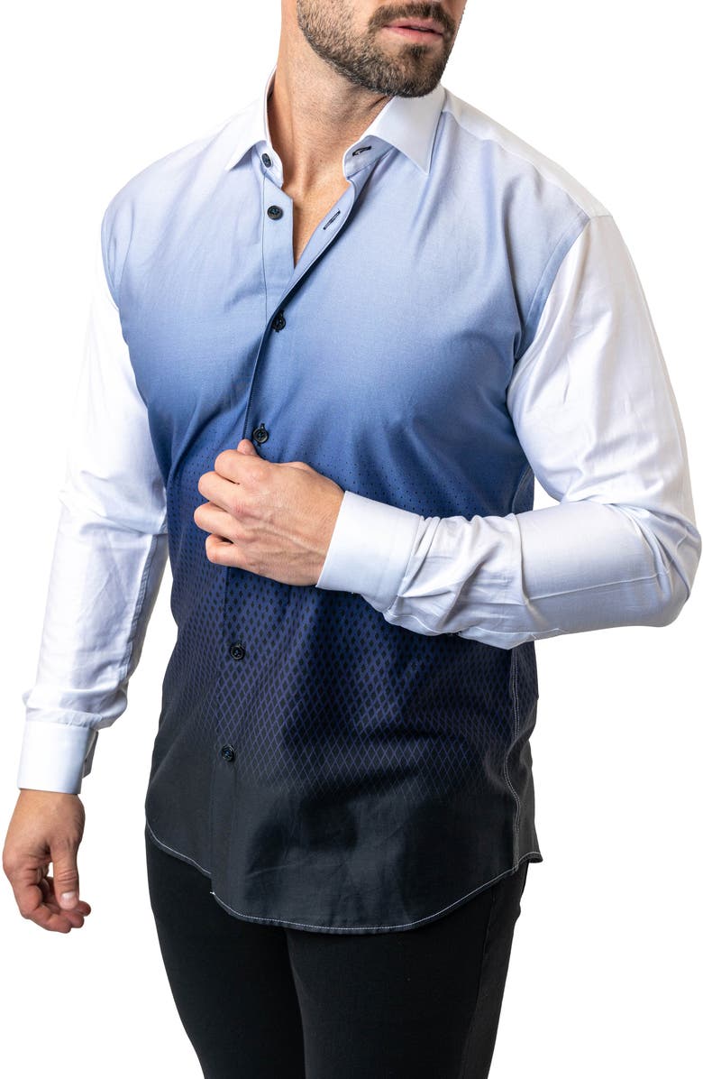 Maceoo Fibonacci Antonio 45 Ombré Cotton Button-Up Shirt, Alternate, color, 