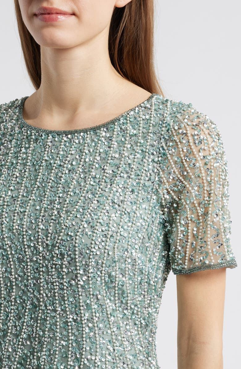 Pisarro Nights Beaded Mock Two-Piece Gown, Alternate, color, Mint