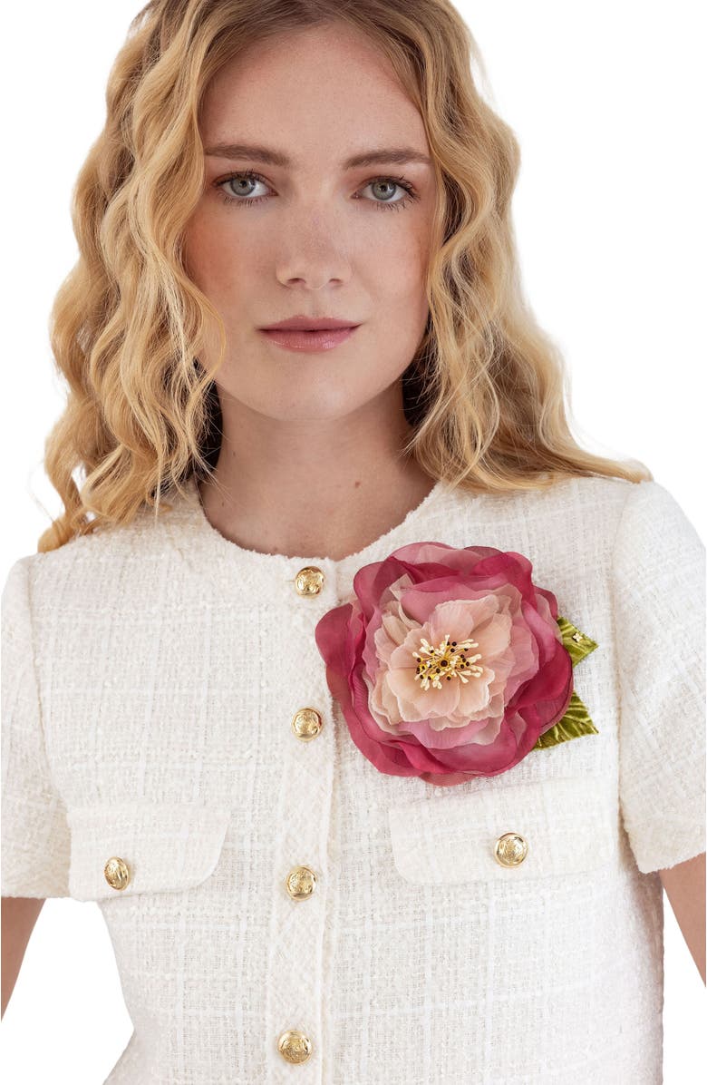 Helena Simon The Camellia Floral Brooch, Alternate, color, Pink