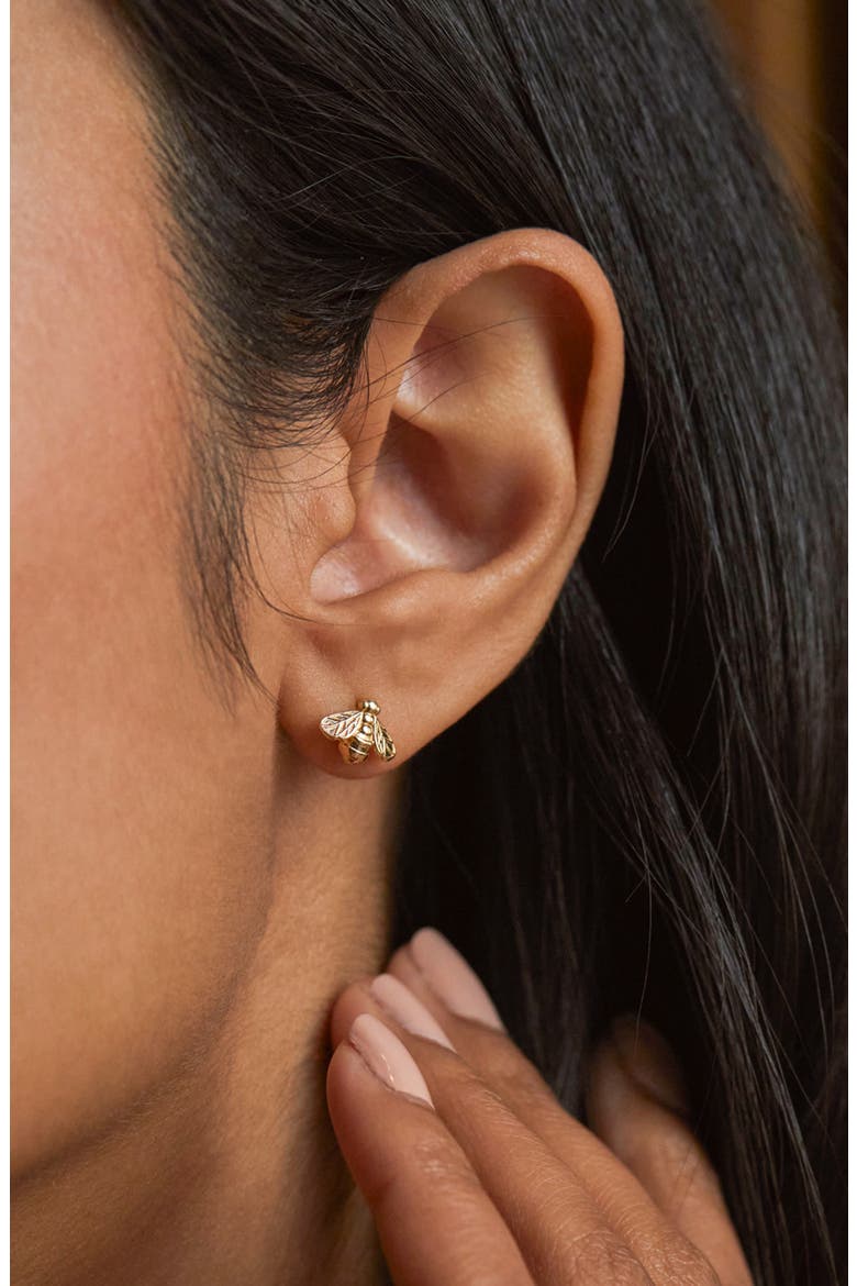 Bee Stud Earrings, Alternate, color, GOLD