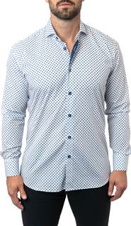 Maceoo Einstein Dot Print Contemporary Fit Button-Up Shirt