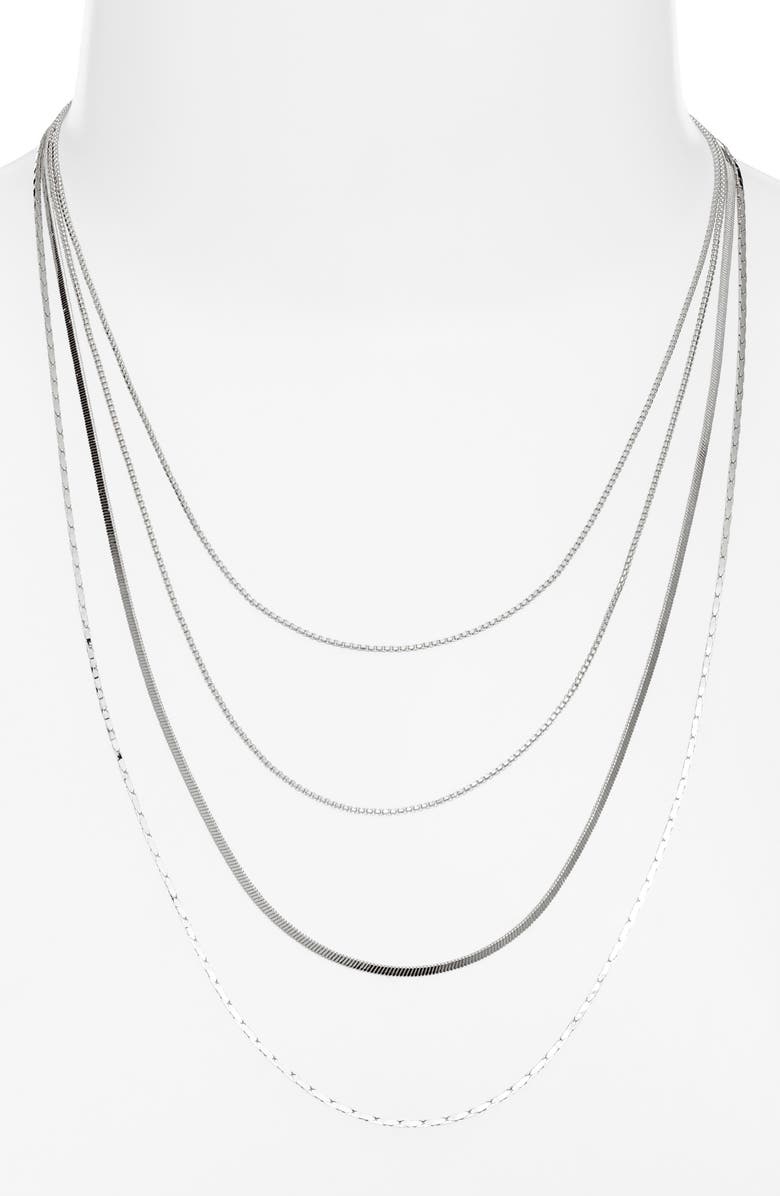 Nordstrom Demi Fine Layered Chain Necklace, Alternate, color, Sterling Silver Plated