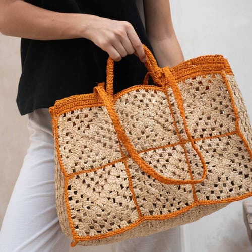 Zanatany Concepts Carrey Raffia Tote Bag In Black