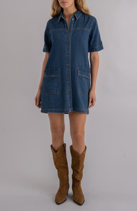 Eliza Denim Mini Shirtdress