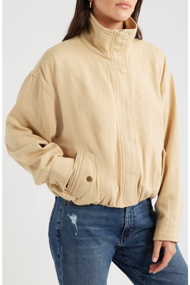 Bubble Hem Cotton Twill Jacket, Alternate, color, TAN SHORE