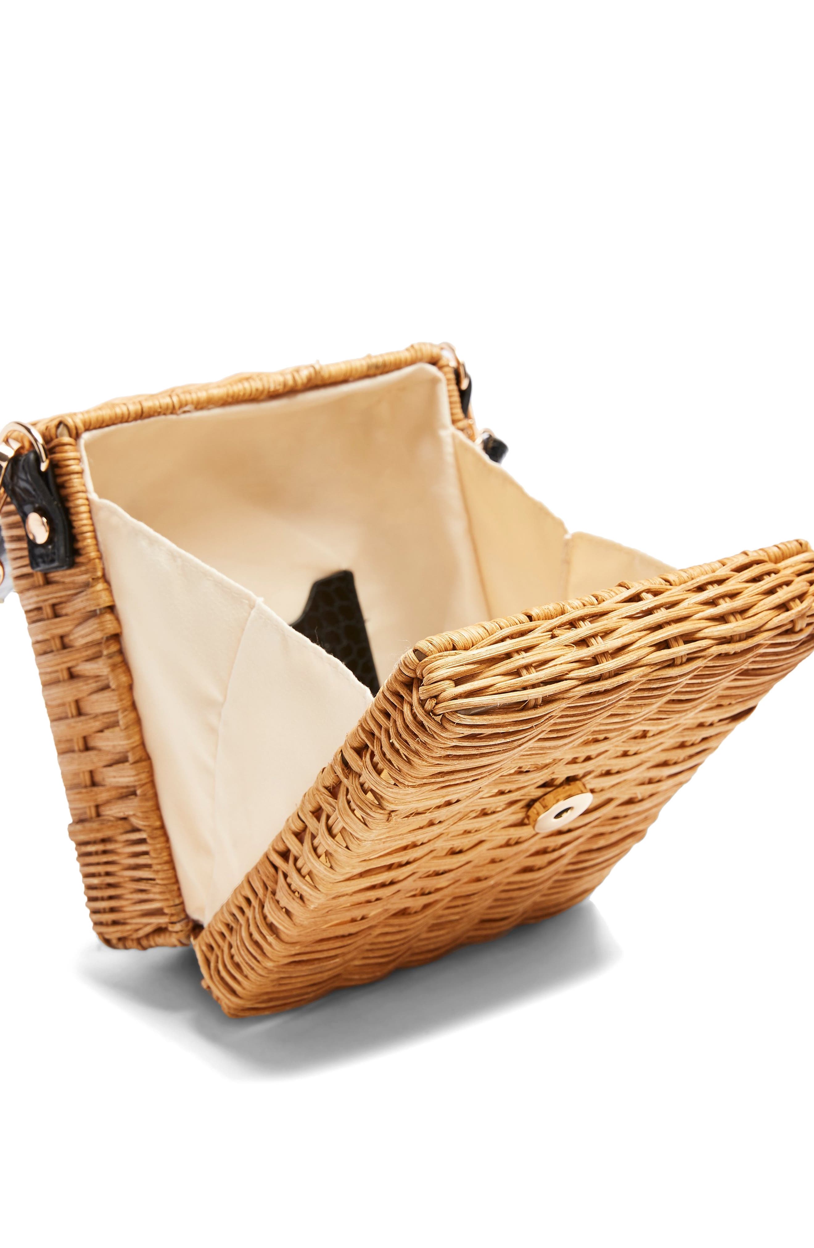Topshop Shell Wicker Crossbody Bag, Alternate, color, 