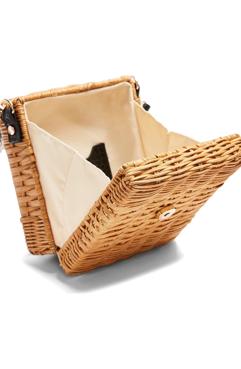 Topshop Shell Wicker Crossbody Bag, Alternate, color,