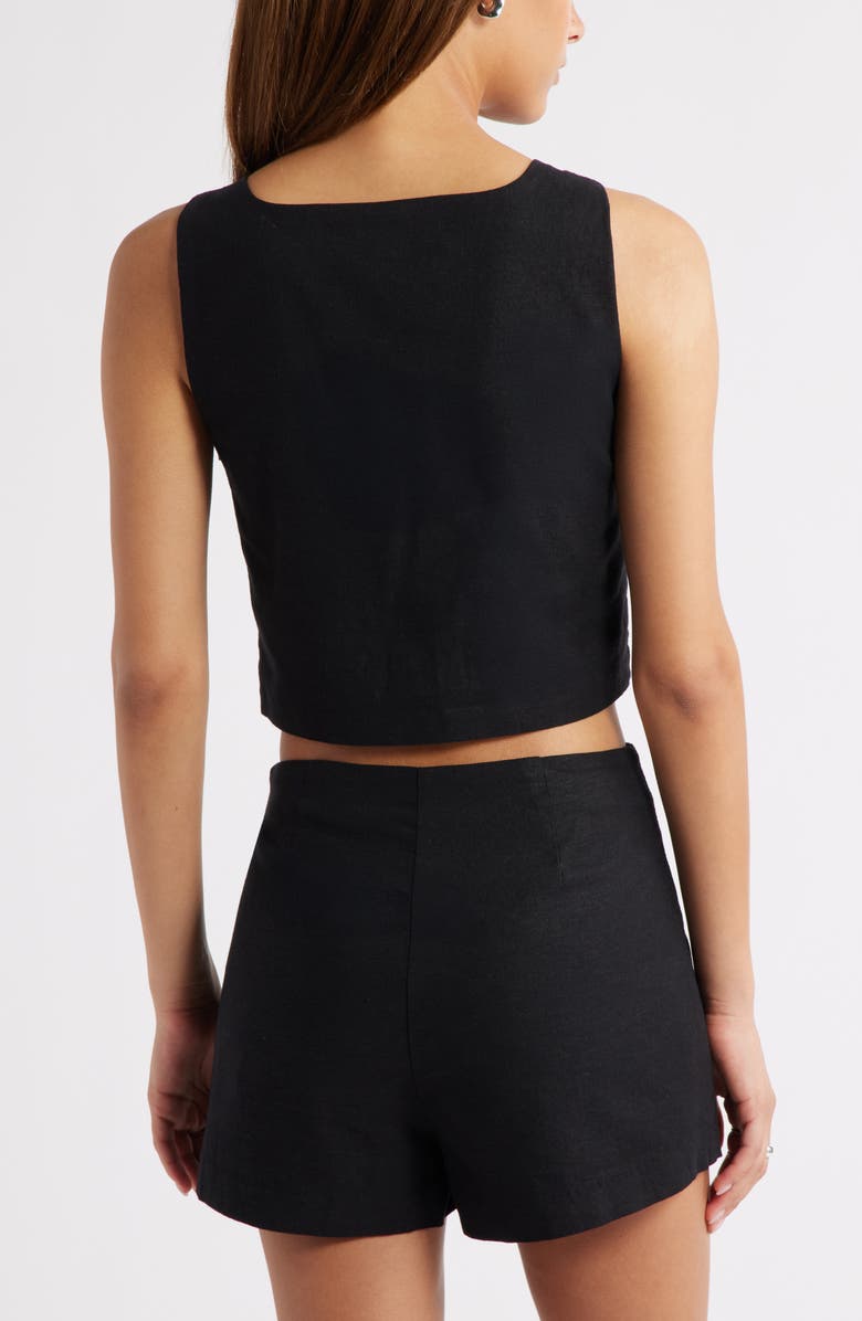 Open Edit Sleeveless Linen Blend Top, Alternate, color, Black