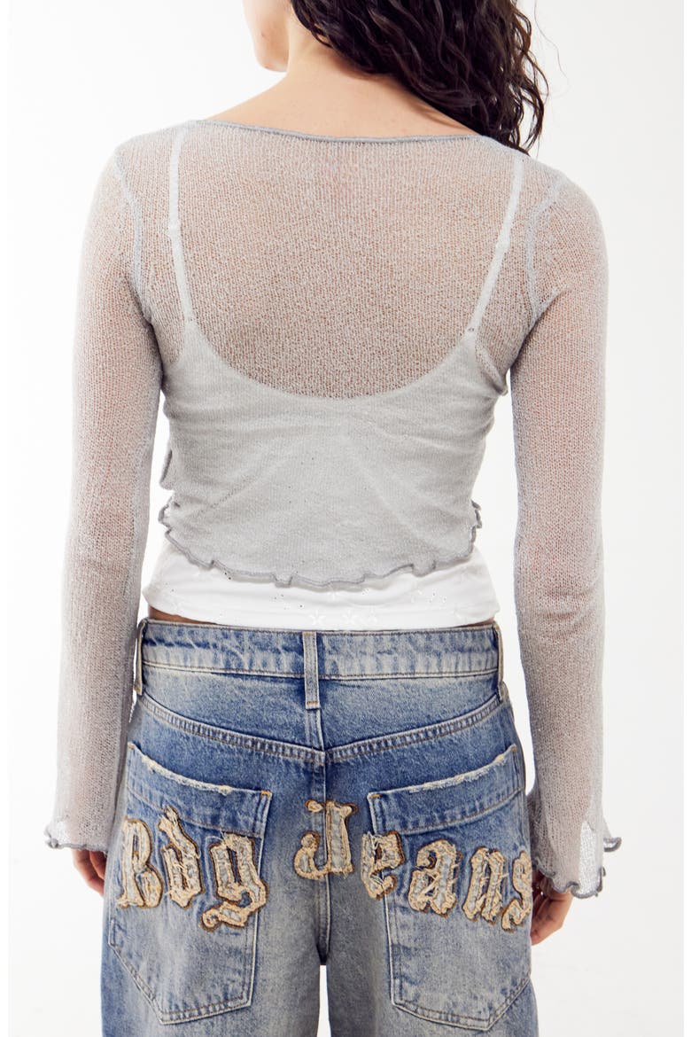 Sheer Tie Front Cardigan, Alternate, color, GREY