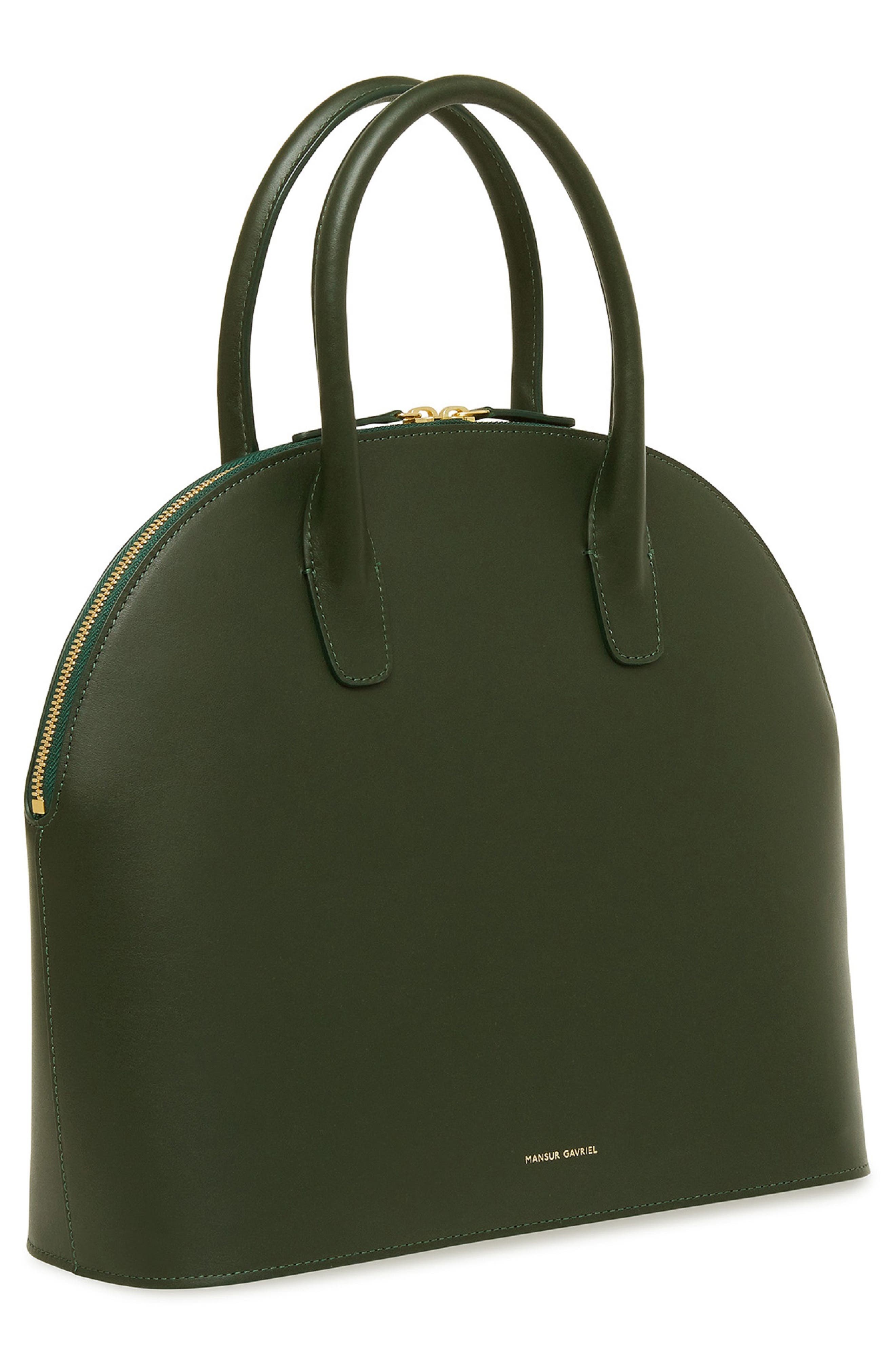 Top Handle Rounded Leather Bag, Alternate, color, MOSS