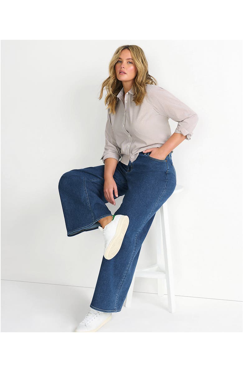 Lands' End Recover Denim High Rise Extra Wide Leg Jeans, Alternate, color, Crawford Wash
