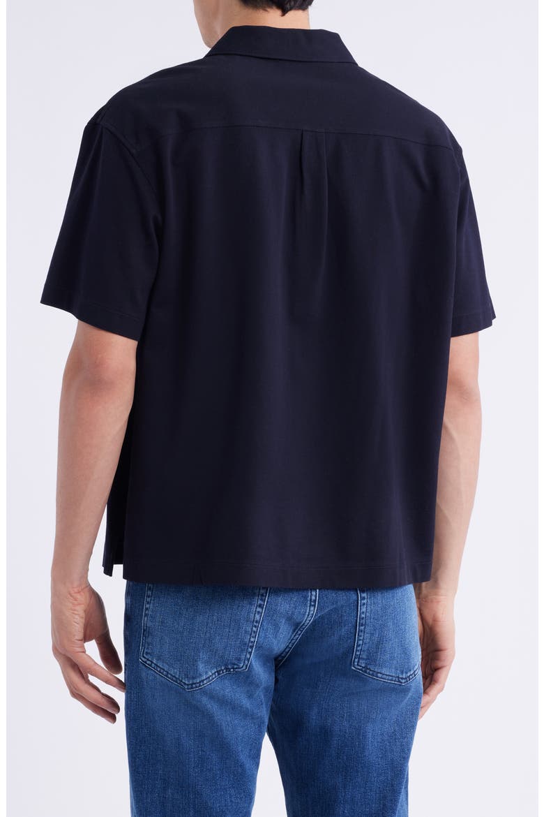Short Sleeve Piqué Button-Up Shirt, Alternate, color, DARK NAVY