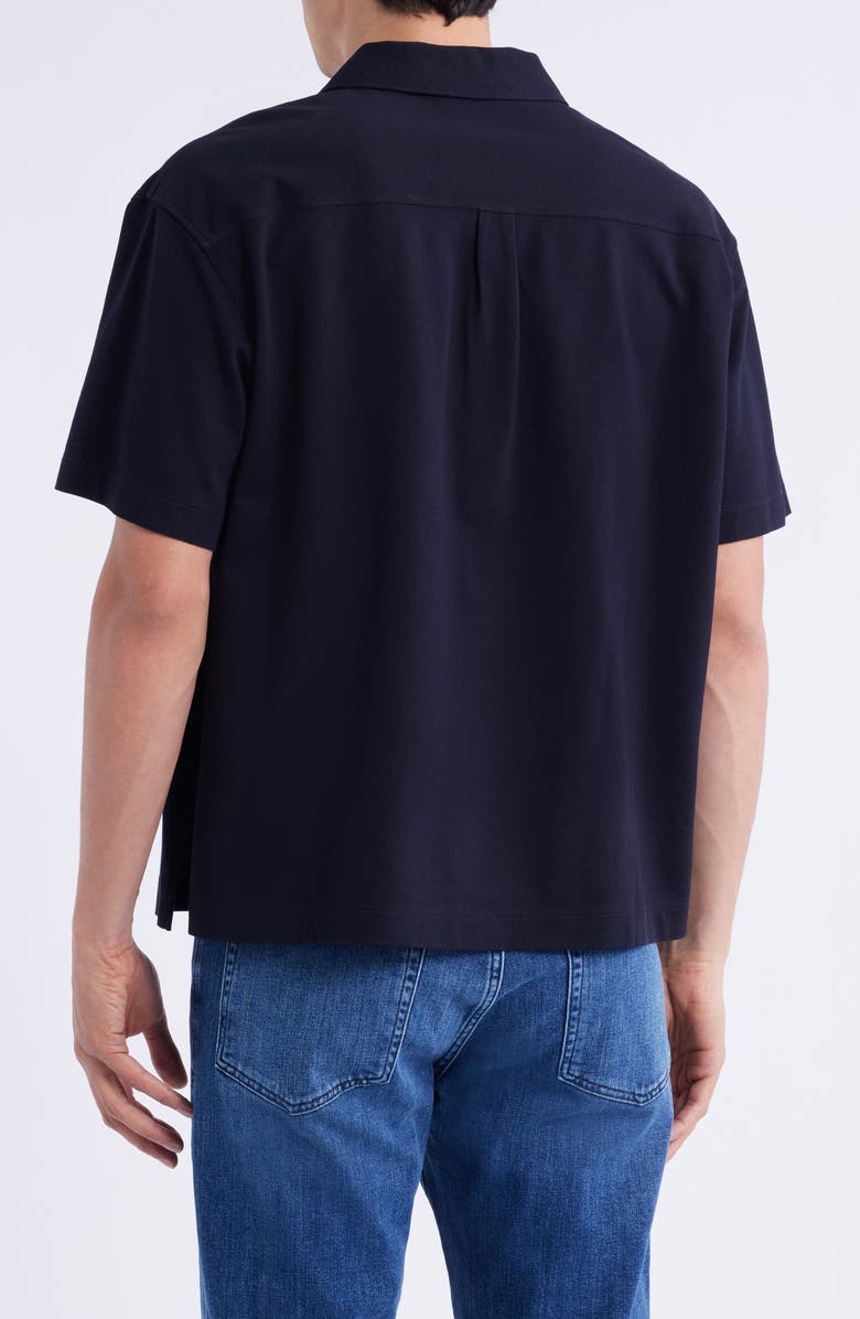 FRAME Short Sleeve Piqué Button-Up Shirt, Alternate, color, Dark Navy
