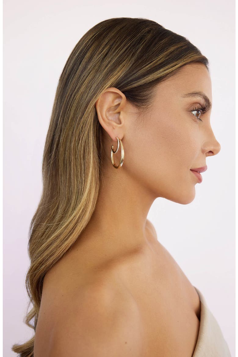 Concentric Rings Pavé Hoop Earrings, Alternate, color, GOLD
