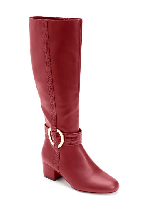 Comfortview The Vale Tall Wide Calf Boot In Burgundy
