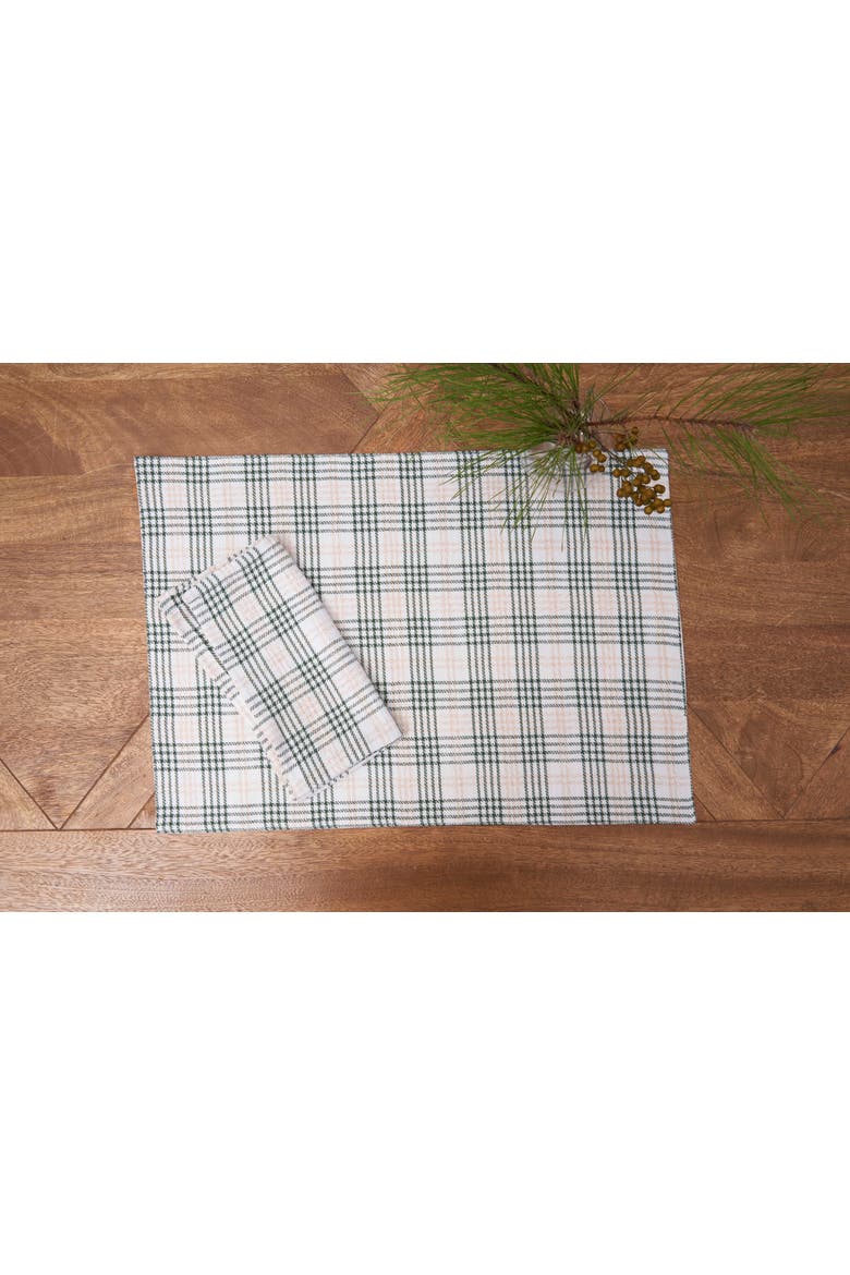 Sage & Gold Plaid Placemats Set of 6, 13" x 19", Alternate, color, Gray