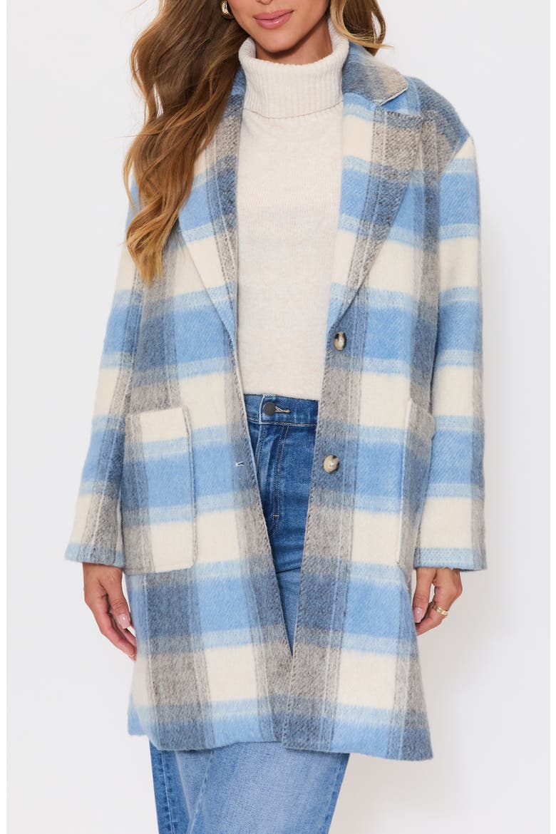 Geneva Brushed Plaid Coat, Main, color, BLUE MULTI