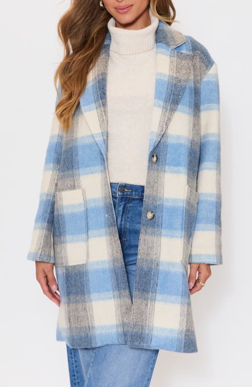 Vici Collection Geneva Brushed Plaid Coat In Blue