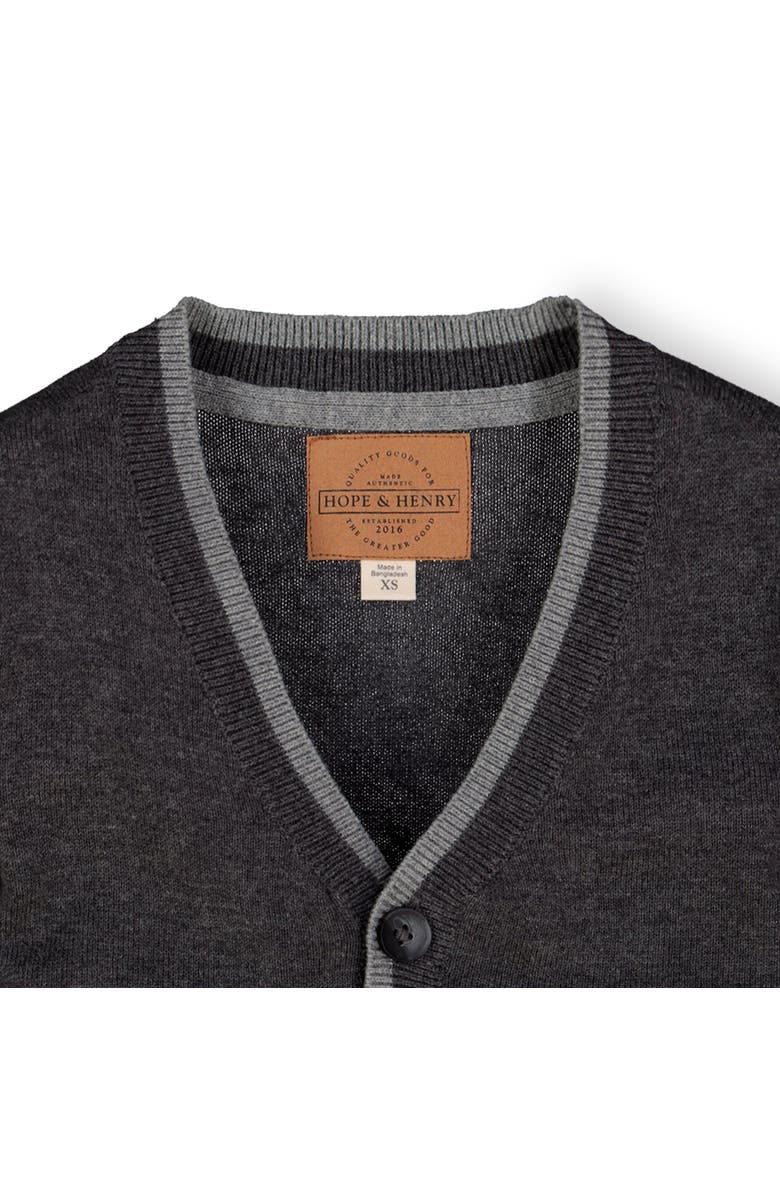 Hope & Henry Baby Boys' Organic Tipped Cardigan with Elbow Patches, Infant, Alternate, color, Charcoal Gray Heather