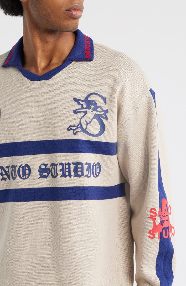 SANTO STUDIO Old English Collar Sweater, Alternate, color, Cream