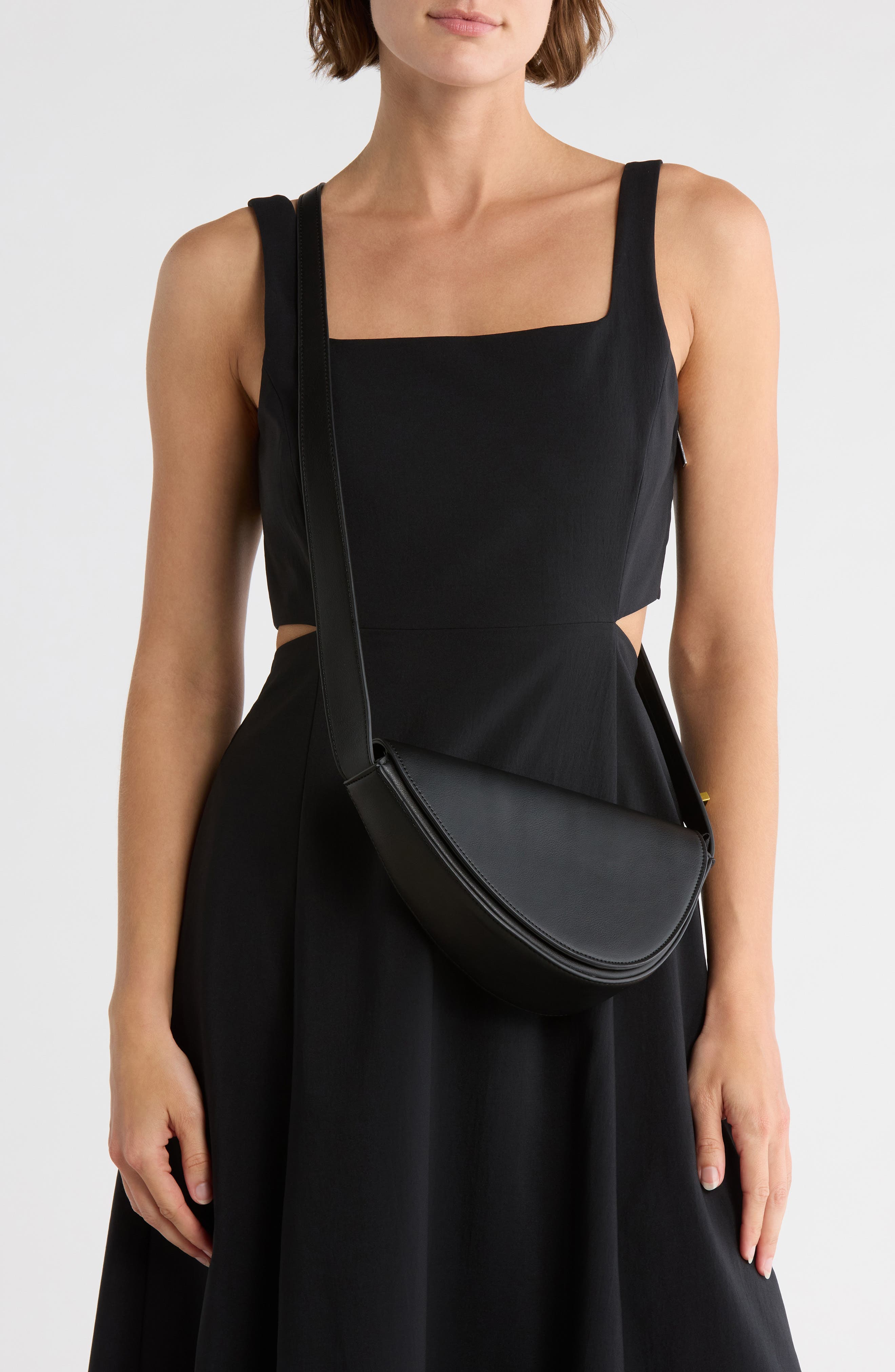 BCBG Asymmetric Crossbody Bag, Alternate, color, Black