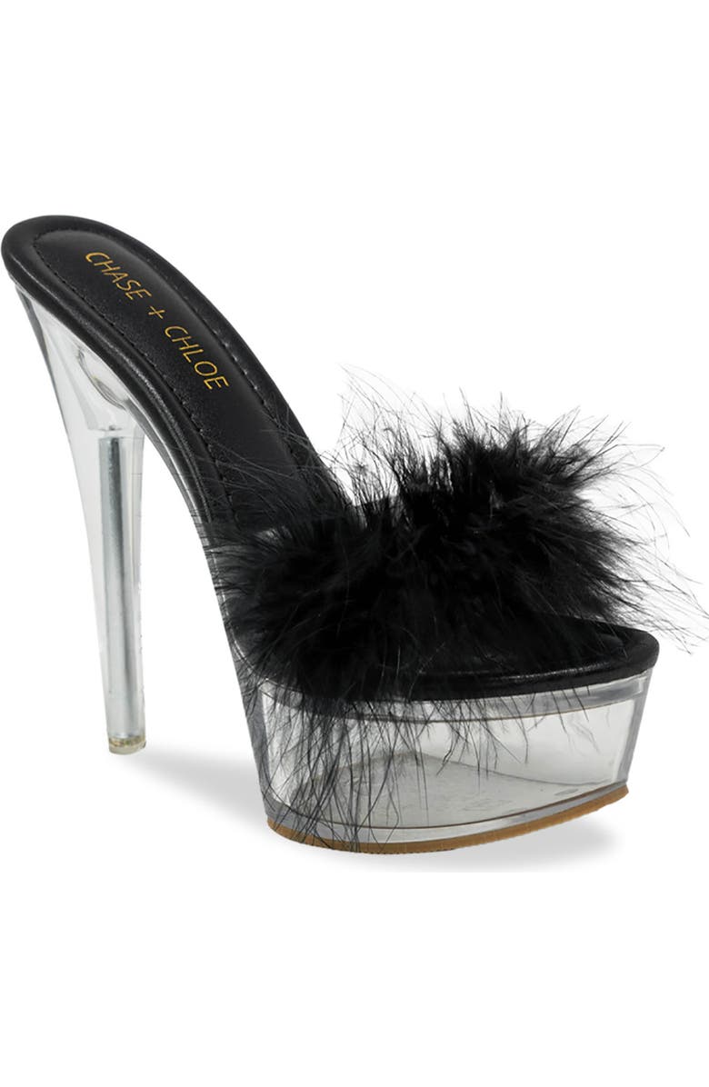 CHASE AND CHLOE Chase & Chloe Serenity Faux Fur Stiletto Mule Sandal, Main, color,