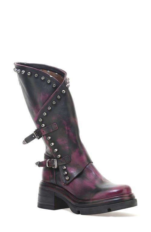 A.S.98 Easton Studded Boot in Distressed Fuchsia 