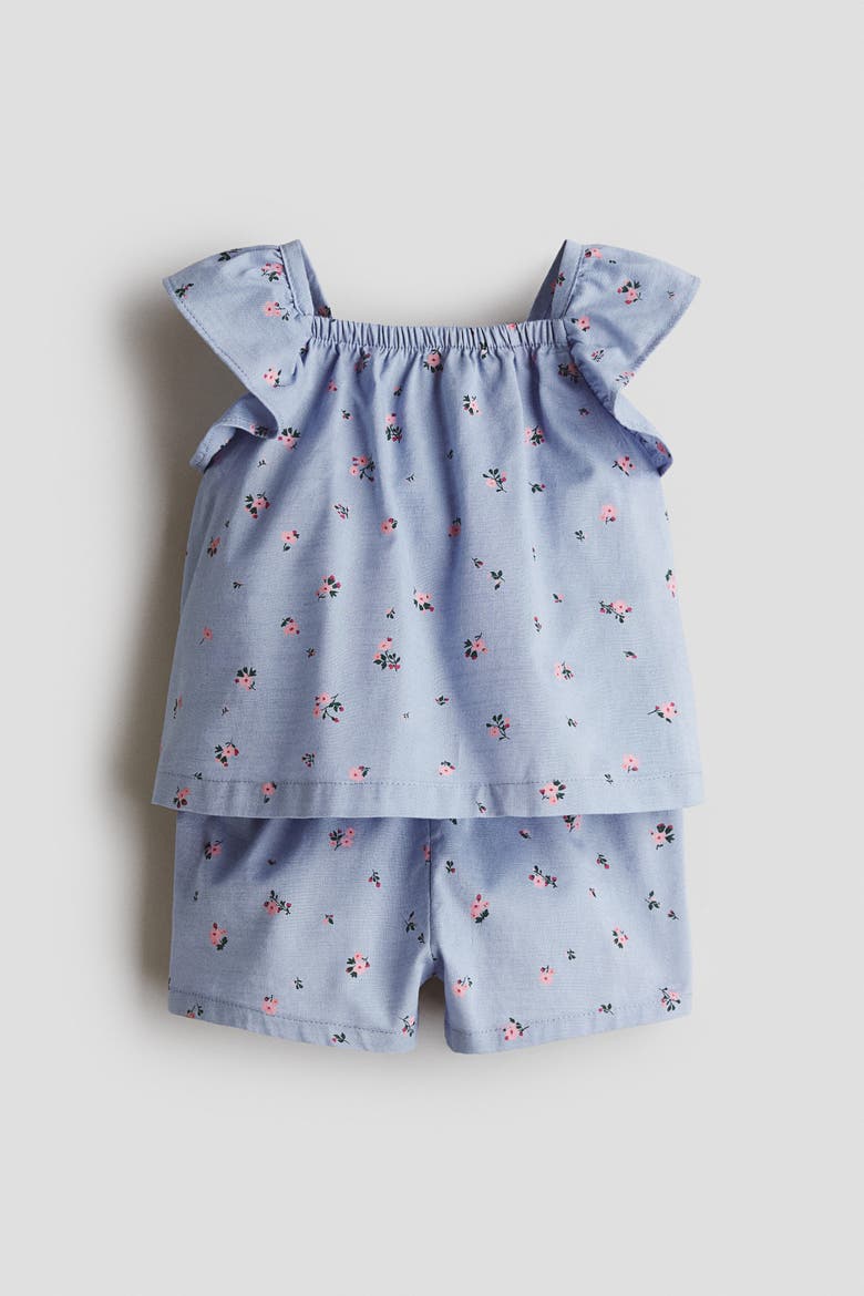 2-piece Plumeti Muslin Set, Main, color, Light blue/floral