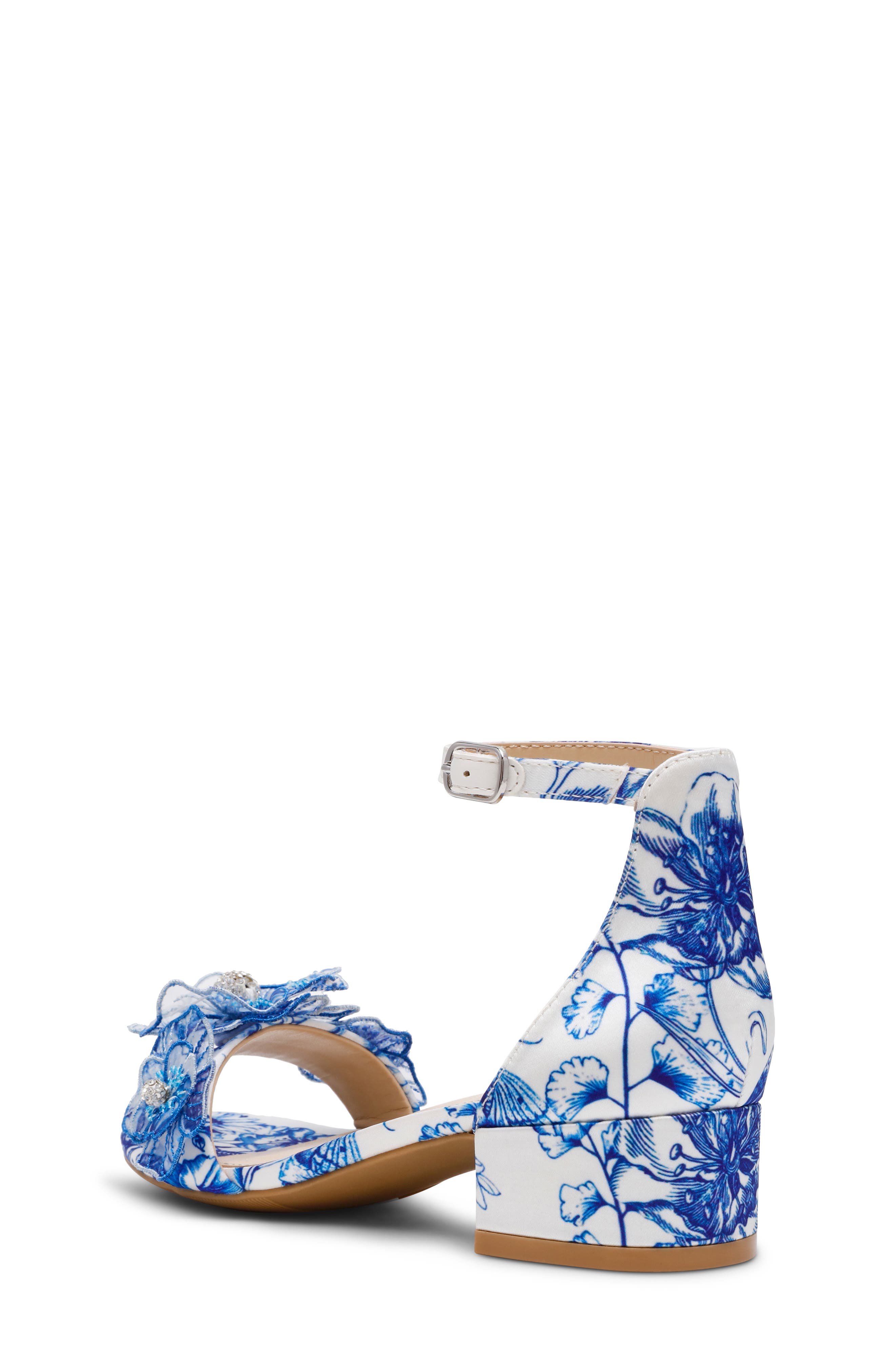 Betsey Johnson Kids' Petra Ankle Strap Sandal, Alternate, color, White/ Blue Floral