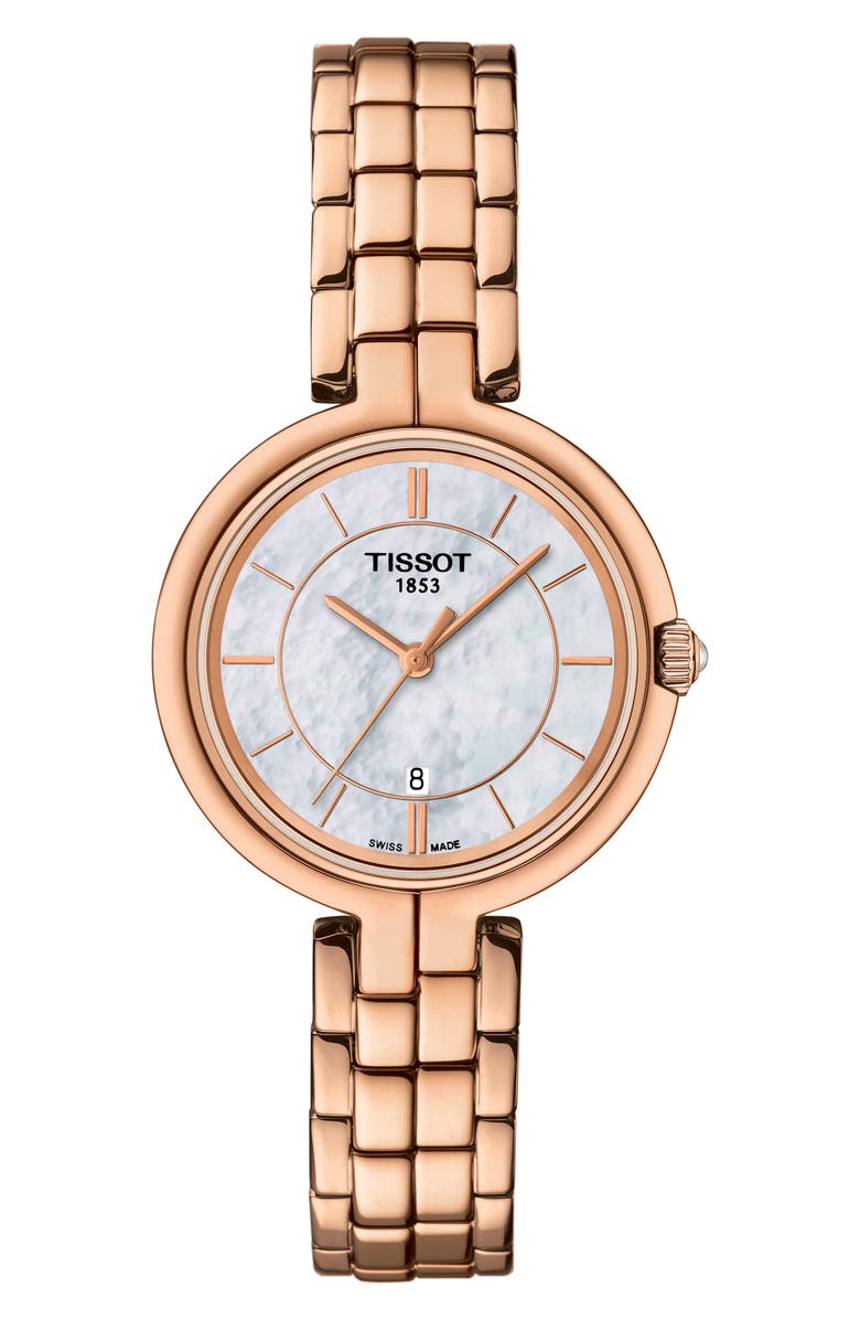Tissot Flamingo Bracelet Watch, 26mm, Main, color, Rose Gold/ Mop/ Rose Gold