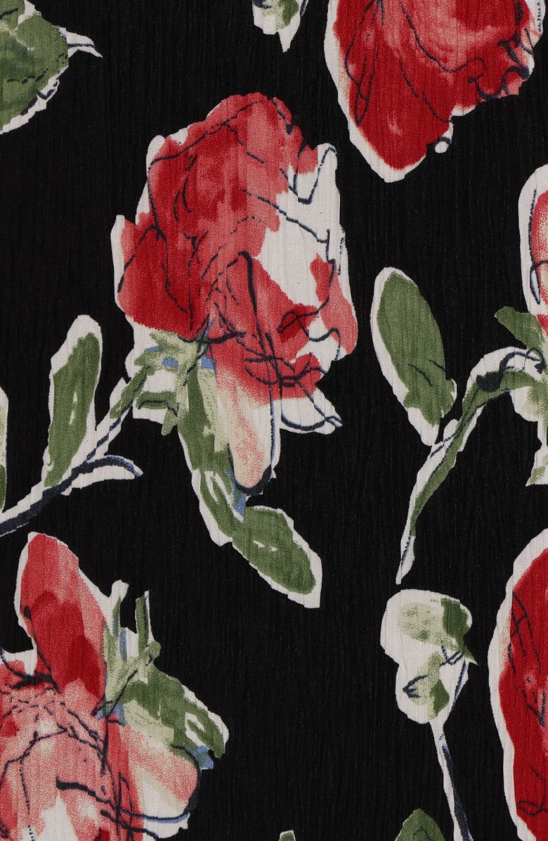 Petal & Pup Minelli Floral Long Sleeve Faux Wrap Top, Alternate, color, Black Rose