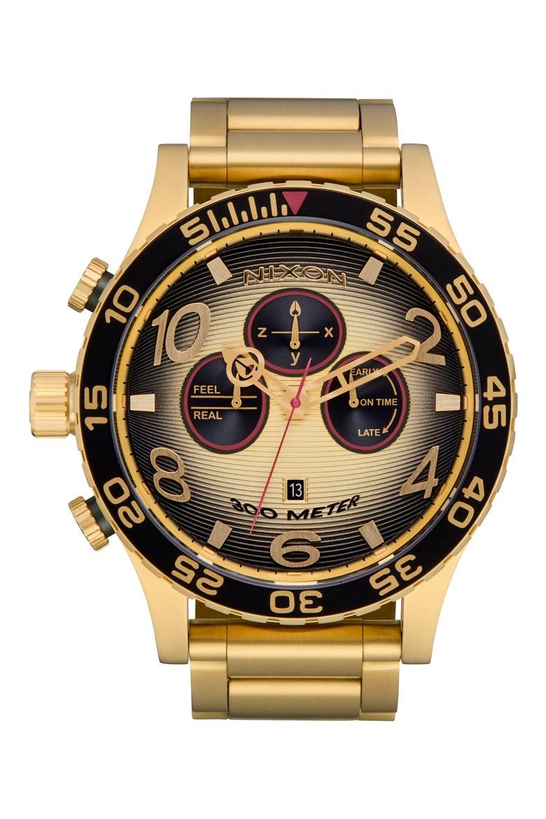51-30 Fisheye Chronograph Bracelet Watch, 51mm, Main, color, 4TH DIM GOLD/ BLACK