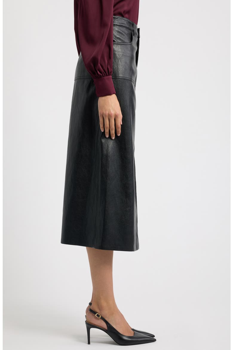 Leslie Faux Leather Midi Skirt, Alternate, color, BLACK