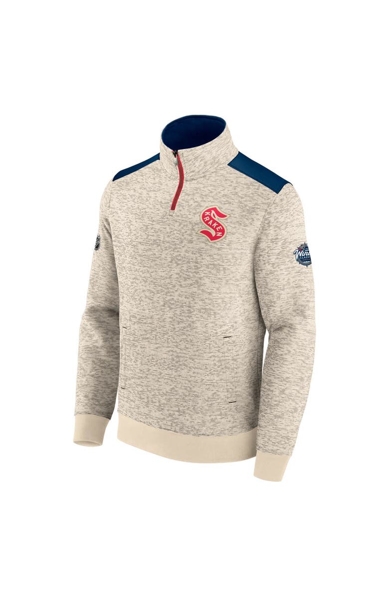 FANATICS Men's Fanatics Branded Deep Sea Blue/Cream Seattle Kraken 2024 NHL Winter Classic Authentic Pro Fleece Quarter-Zip Pullover Top, Alternate, color, 