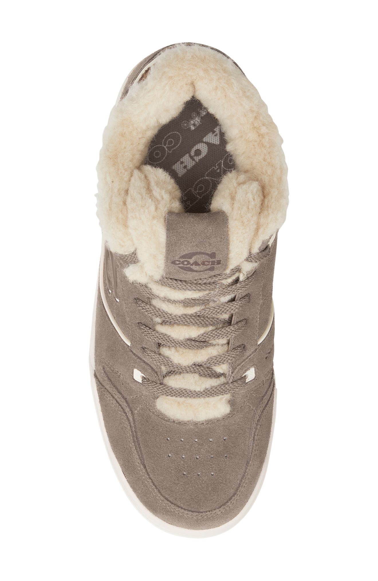 COACH Soho Genuine Shearling Trim Platform Sneaker, Alternate, color, Chalk/ Grey Birch