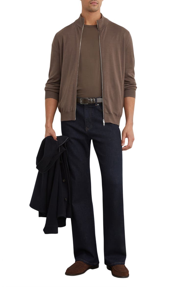 Hampshire Merino Wool Full Zip Cardigan, Alternate, color, RIDGE BROWN
