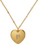 Kate Spade New York crystal initial heart locket necklace