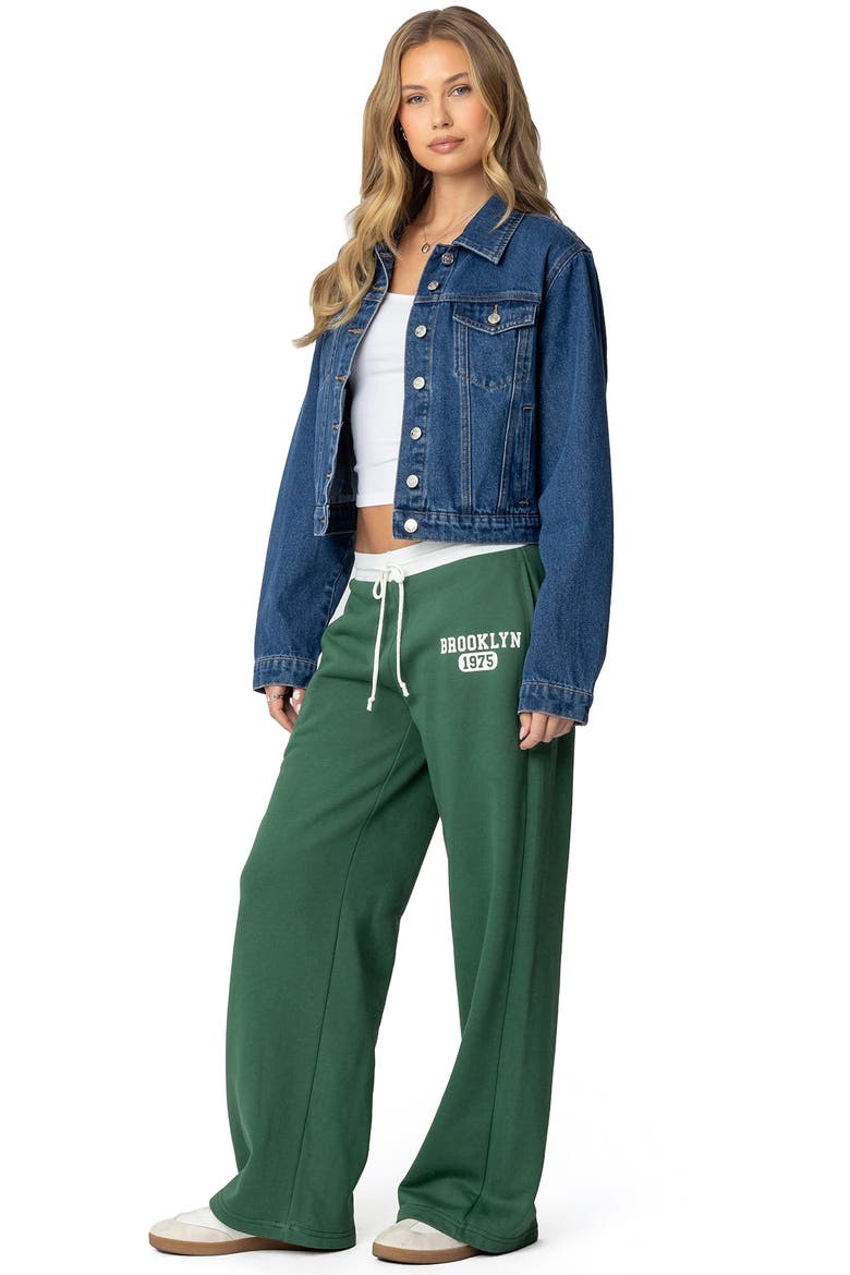 Brookie Wide Leg Cotton Sweatpants, Alternate, color, GREEN