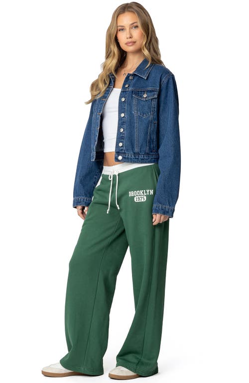 Edikted Brookie Wide Leg Cotton Sweatpants In Green