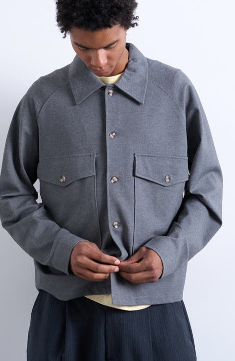 Jersey Button-Up Shirt Jacket