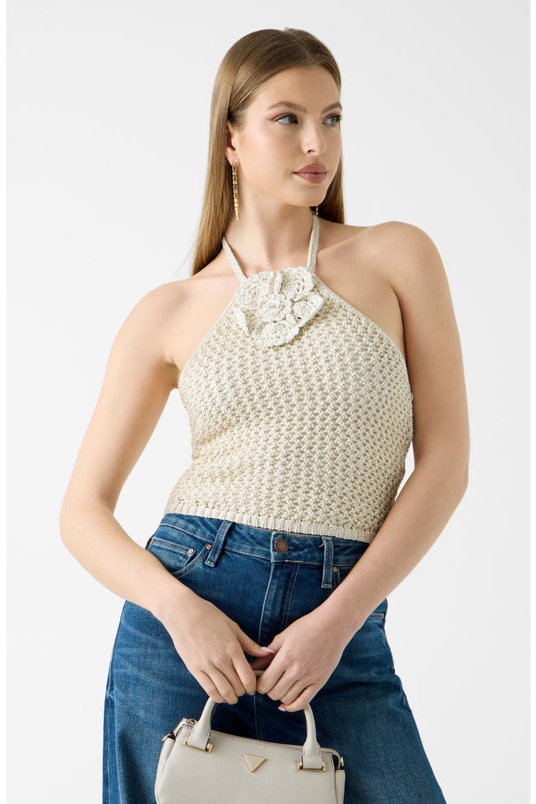 Alicia Crochet Halter Top, Alternate, color, OPEN IVORY